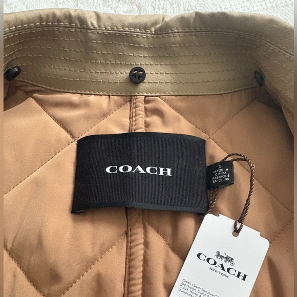 New Coach Quilted Long Trench Coat in Classic Khaki - Picture 7 of 15